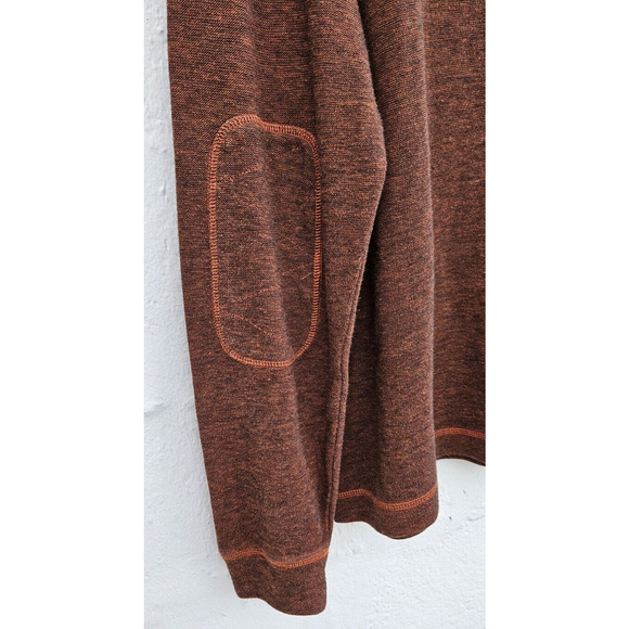 Bugatchi Sweater Mens Large Burnt Orange Pullover Cotton Sweatshirt Elbow Patch - Picture 5 of 9